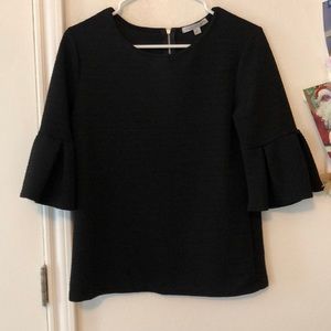Black with wide ruffle sleeves blouse